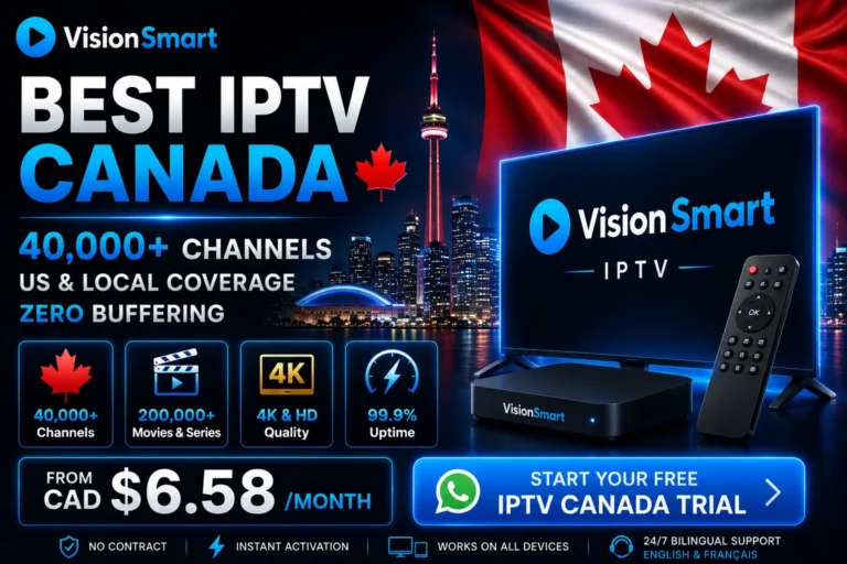 Best IPTV Canada service showing live Canadian and US channels in 4K on Smart TV
